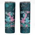 Personalised Hereditary Cancer Awareness Skinny Tumbler Hope Ribbon With Aussie Teal Duncan Coral