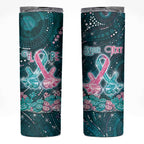 Personalised Hereditary Cancer Awareness Skinny Tumbler Hope Ribbon With Aussie Teal Duncan Coral