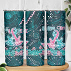 Personalised Hereditary Cancer Awareness Skinny Tumbler Hope Ribbon With Aussie Teal Duncan Coral