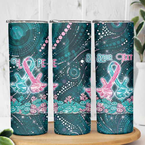 Personalised Hereditary Cancer Awareness Skinny Tumbler Hope Ribbon With Aussie Teal Duncan Coral