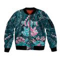 Personalised Hereditary Cancer Awareness Sleeve Zip Bomber Jacket Hope Ribbon With Aussie Teal Duncan Coral
