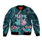 Personalised Hereditary Cancer Awareness Sleeve Zip Bomber Jacket Hope Ribbon With Aussie Teal Duncan Coral