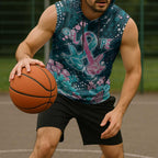 Personalised Hereditary Cancer Awareness Sleeveless Hoodie Hope Ribbon With Aussie Teal Duncan Coral