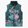 Personalised Hereditary Cancer Awareness Sleeveless Puffer Jacket Hope Ribbon With Aussie Teal Duncan Coral