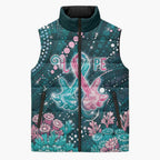 Personalised Hereditary Cancer Awareness Sleeveless Puffer Jacket Hope Ribbon With Aussie Teal Duncan Coral