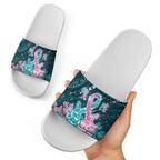 Hereditary Cancer Awareness Slide Sandals Hope Ribbon With Aussie Teal Duncan Coral