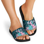 Hereditary Cancer Awareness Slide Sandals Hope Ribbon With Aussie Teal Duncan Coral