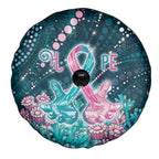 Hereditary Cancer Awareness Spare Tire Cover Hope Ribbon With Aussie Teal Duncan Coral