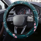 Hereditary Cancer Awareness Steering Wheel Cover Hope Ribbon With Aussie Teal Duncan Coral