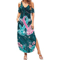 Personalised Hereditary Cancer Awareness Summer Maxi Dress Hope Ribbon With Aussie Teal Duncan Coral