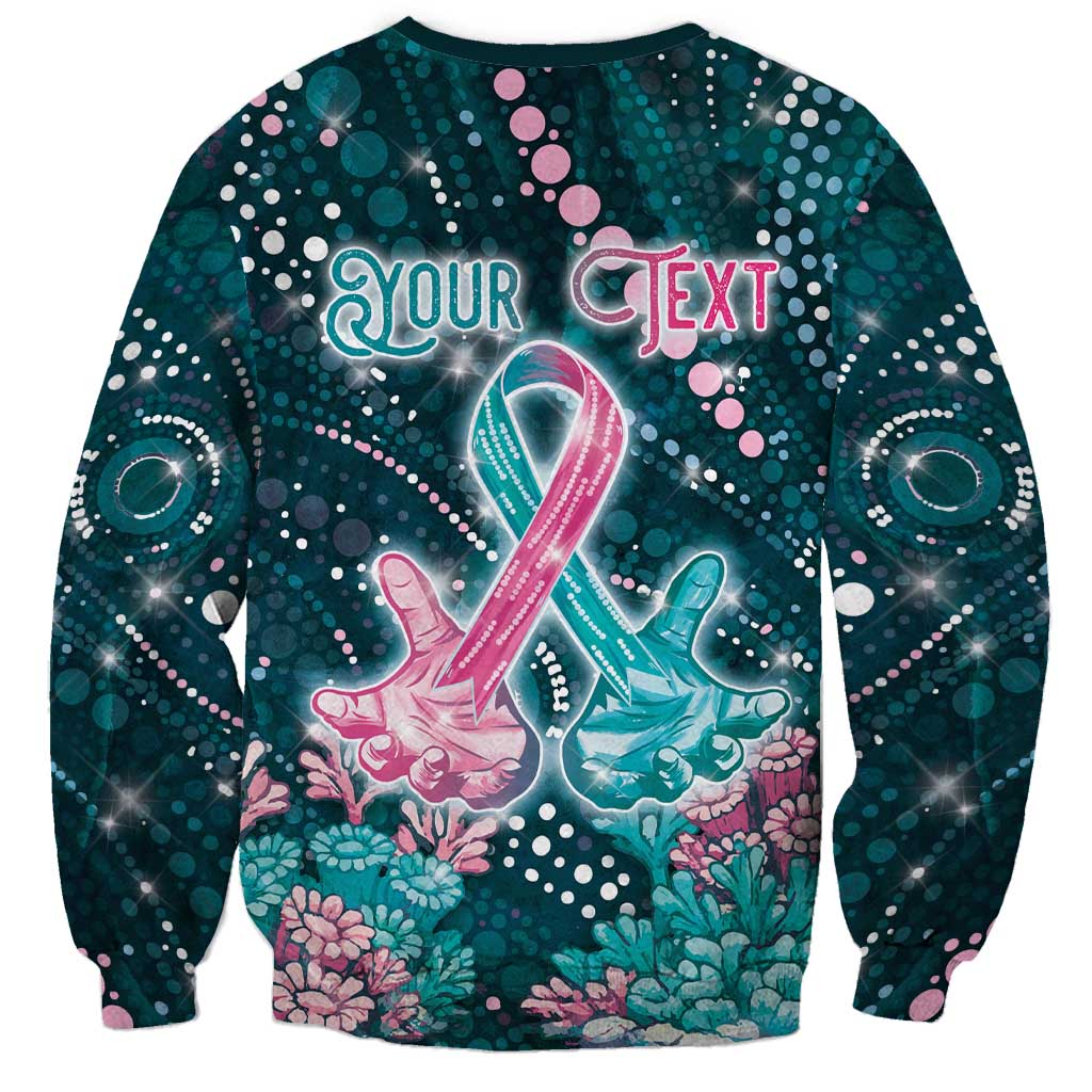 Personalised Hereditary Cancer Awareness Sweatshirt Hope Ribbon With Aussie Teal Duncan Coral