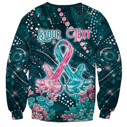 Personalised Hereditary Cancer Awareness Sweatshirt Hope Ribbon With Aussie Teal Duncan Coral