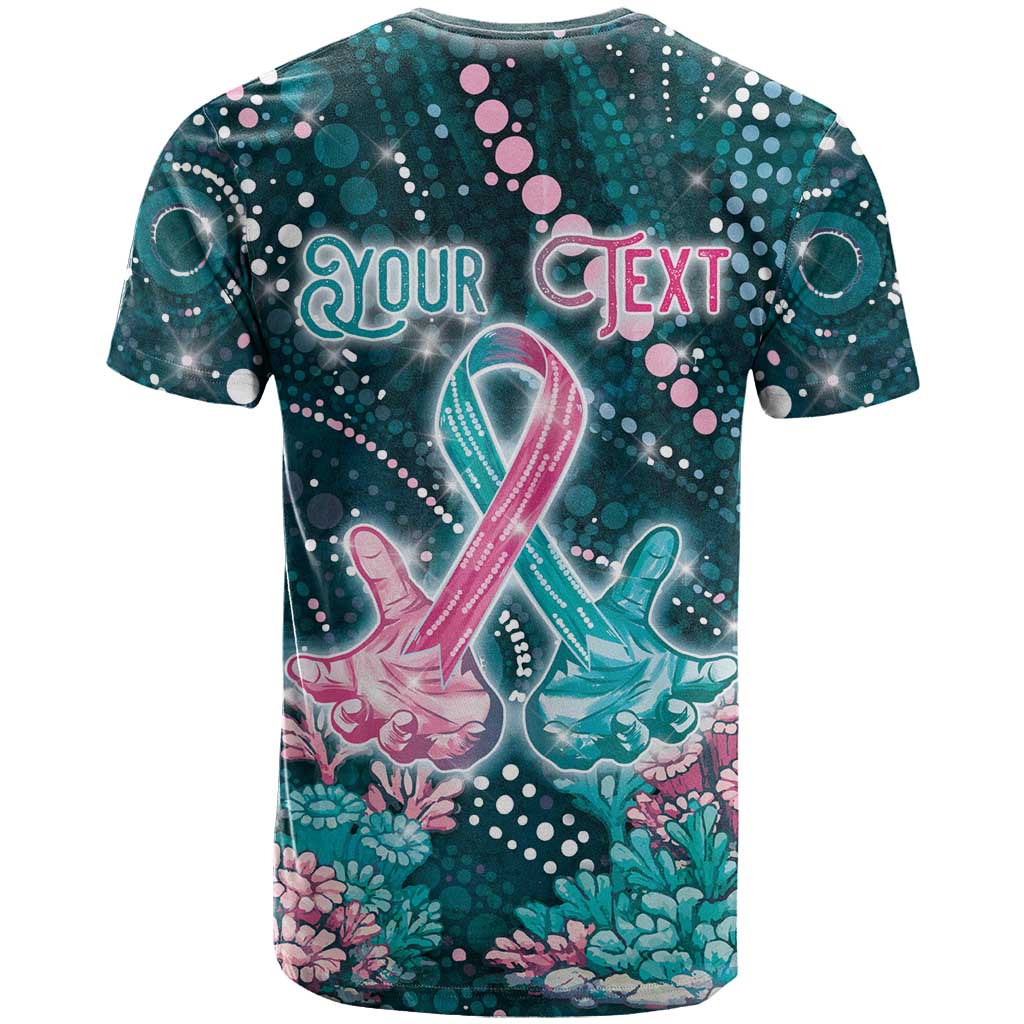 Personalised Hereditary Cancer Awareness T Shirt Hope Ribbon With Aussie Teal Duncan Coral