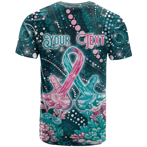 Personalised Hereditary Cancer Awareness T Shirt Hope Ribbon With Aussie Teal Duncan Coral