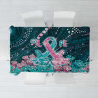 Hereditary Cancer Awareness Tablecloth Hope Ribbon With Aussie Teal Duncan Coral