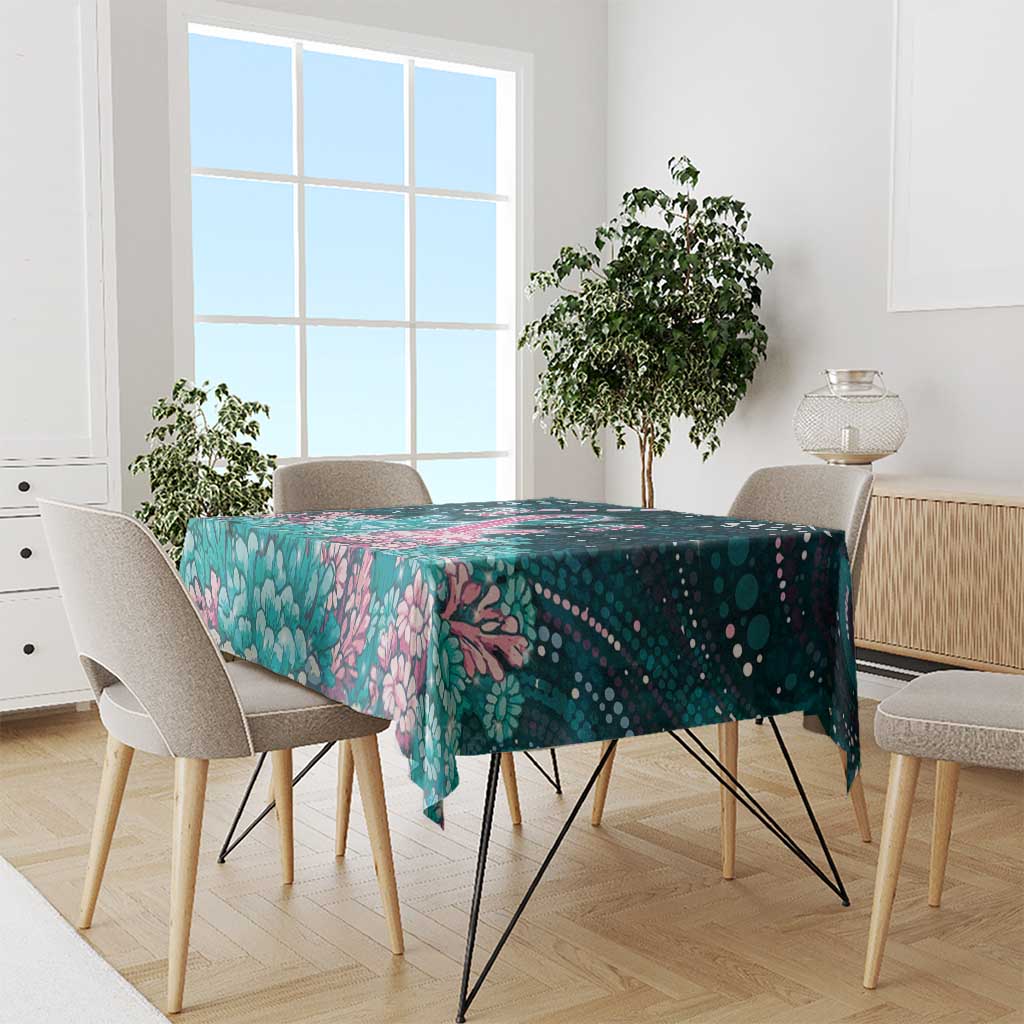 Hereditary Cancer Awareness Tablecloth Hope Ribbon With Aussie Teal Duncan Coral