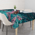 Hereditary Cancer Awareness Tablecloth Hope Ribbon With Aussie Teal Duncan Coral