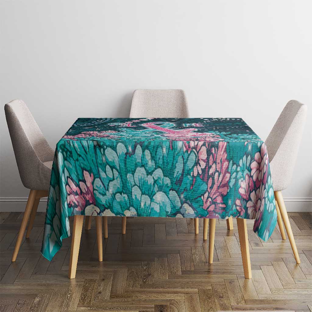 Hereditary Cancer Awareness Tablecloth Hope Ribbon With Aussie Teal Duncan Coral