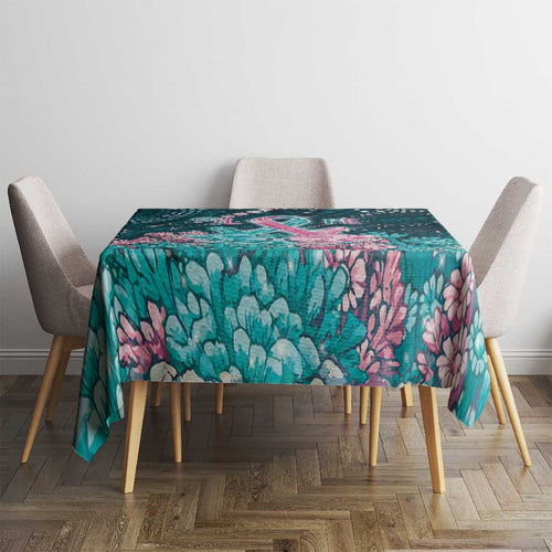 Hereditary Cancer Awareness Tablecloth Hope Ribbon With Aussie Teal Duncan Coral