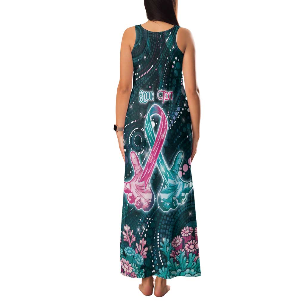 Personalised Hereditary Cancer Awareness Tank Maxi Dress Hope Ribbon With Aussie Teal Duncan Coral