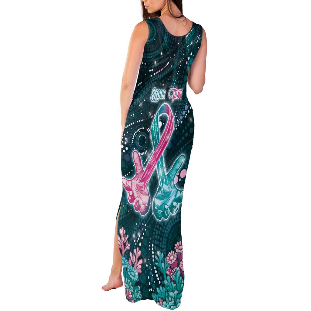 Personalised Hereditary Cancer Awareness Tank Maxi Dress Hope Ribbon With Aussie Teal Duncan Coral