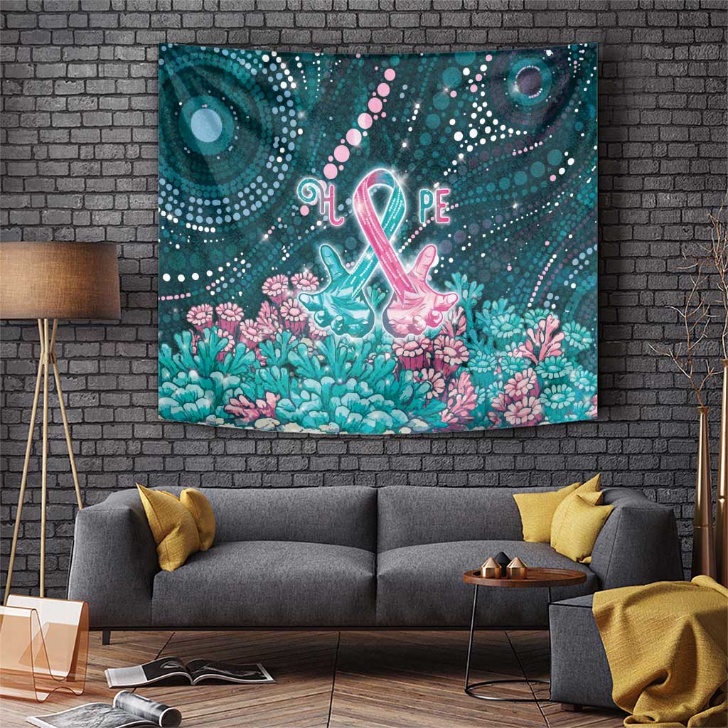 Hereditary Cancer Awareness Tapestry Hope Ribbon With Aussie Teal Duncan Coral