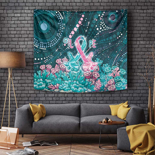 Hereditary Cancer Awareness Tapestry Hope Ribbon With Aussie Teal Duncan Coral