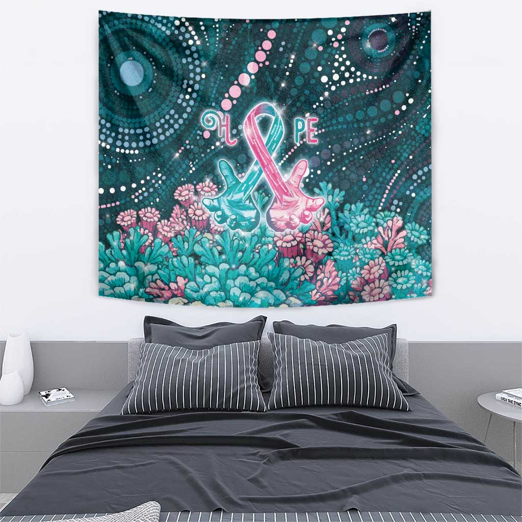 Hereditary Cancer Awareness Tapestry Hope Ribbon With Aussie Teal Duncan Coral