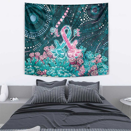 Hereditary Cancer Awareness Tapestry Hope Ribbon With Aussie Teal Duncan Coral