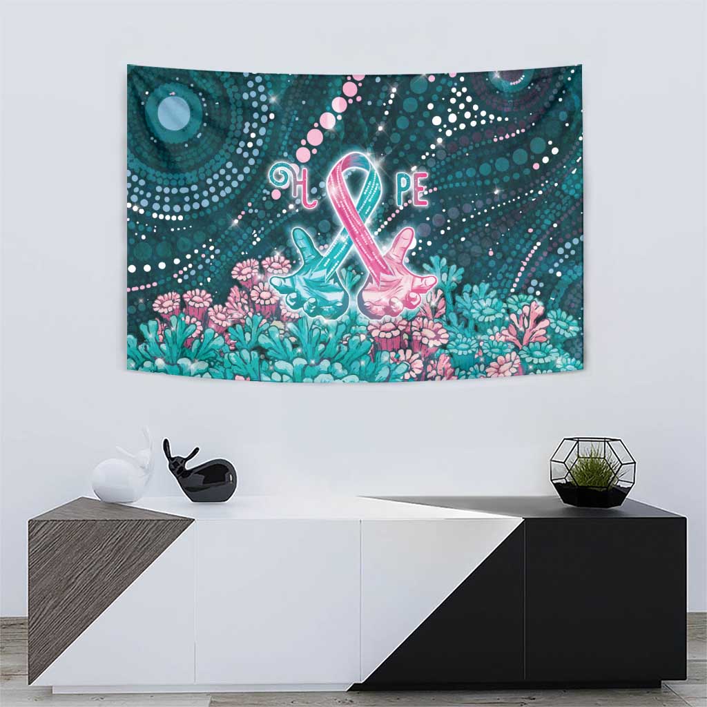 Hereditary Cancer Awareness Tapestry Hope Ribbon With Aussie Teal Duncan Coral