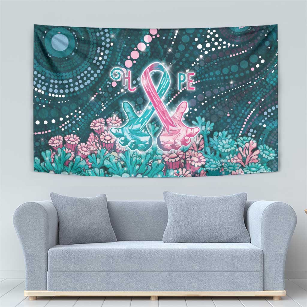 Hereditary Cancer Awareness Tapestry Hope Ribbon With Aussie Teal Duncan Coral