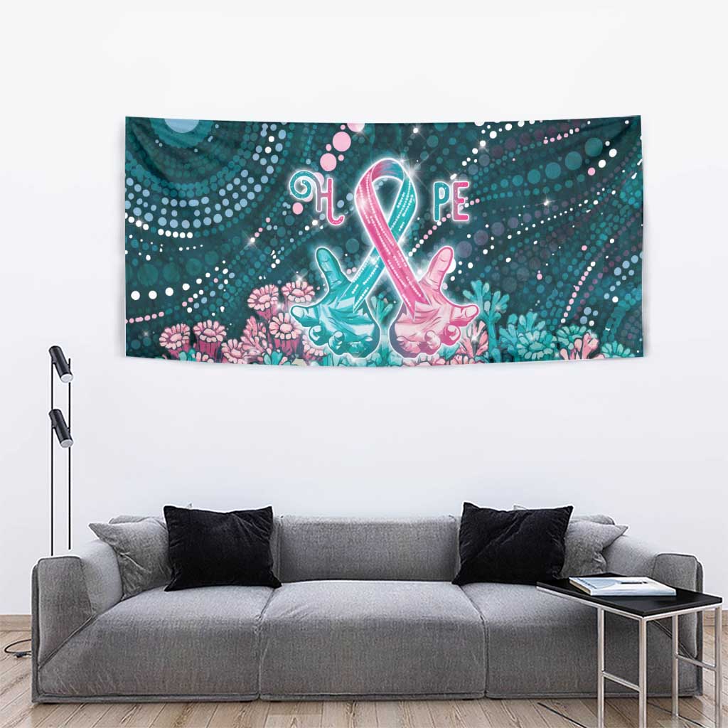 Hereditary Cancer Awareness Tapestry Hope Ribbon With Aussie Teal Duncan Coral
