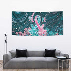 Hereditary Cancer Awareness Tapestry Hope Ribbon With Aussie Teal Duncan Coral