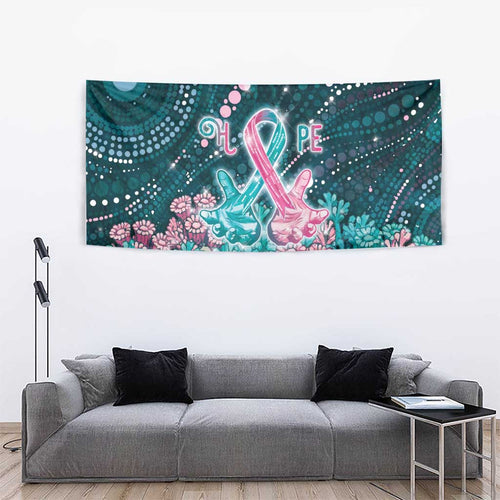Hereditary Cancer Awareness Tapestry Hope Ribbon With Aussie Teal Duncan Coral