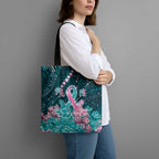 Hereditary Cancer Awareness Tote Bag Hope Ribbon With Aussie Teal Duncan Coral