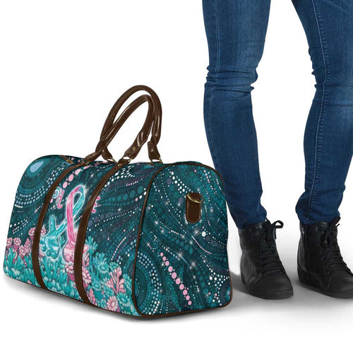Hereditary Cancer Awareness Travel Bag Hope Ribbon With Aussie Teal Duncan Coral