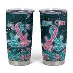 Personalised Hereditary Cancer Awareness Tumbler Cup Hope Ribbon With Aussie Teal Duncan Coral