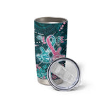 Personalised Hereditary Cancer Awareness Tumbler Cup Hope Ribbon With Aussie Teal Duncan Coral