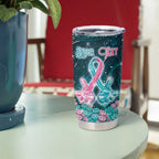 Personalised Hereditary Cancer Awareness Tumbler Cup Hope Ribbon With Aussie Teal Duncan Coral