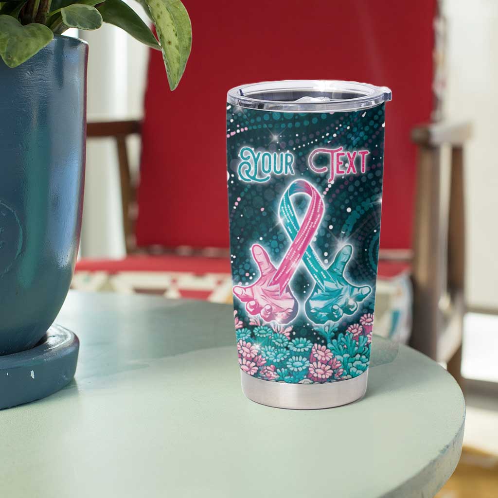 Personalised Hereditary Cancer Awareness Tumbler Cup Hope Ribbon With Aussie Teal Duncan Coral