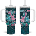 Personalised Hereditary Cancer Awareness Tumbler With Handle Hope Ribbon With Aussie Teal Duncan Coral