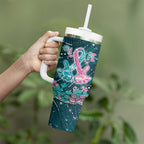 Personalised Hereditary Cancer Awareness Tumbler With Handle Hope Ribbon With Aussie Teal Duncan Coral
