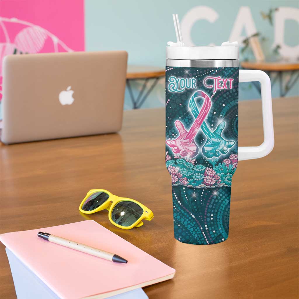 Personalised Hereditary Cancer Awareness Tumbler With Handle Hope Ribbon With Aussie Teal Duncan Coral