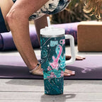 Personalised Hereditary Cancer Awareness Tumbler With Handle Hope Ribbon With Aussie Teal Duncan Coral