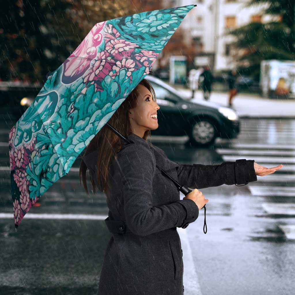 Hereditary Cancer Awareness Umbrella Hope Ribbon With Aussie Teal Duncan Coral