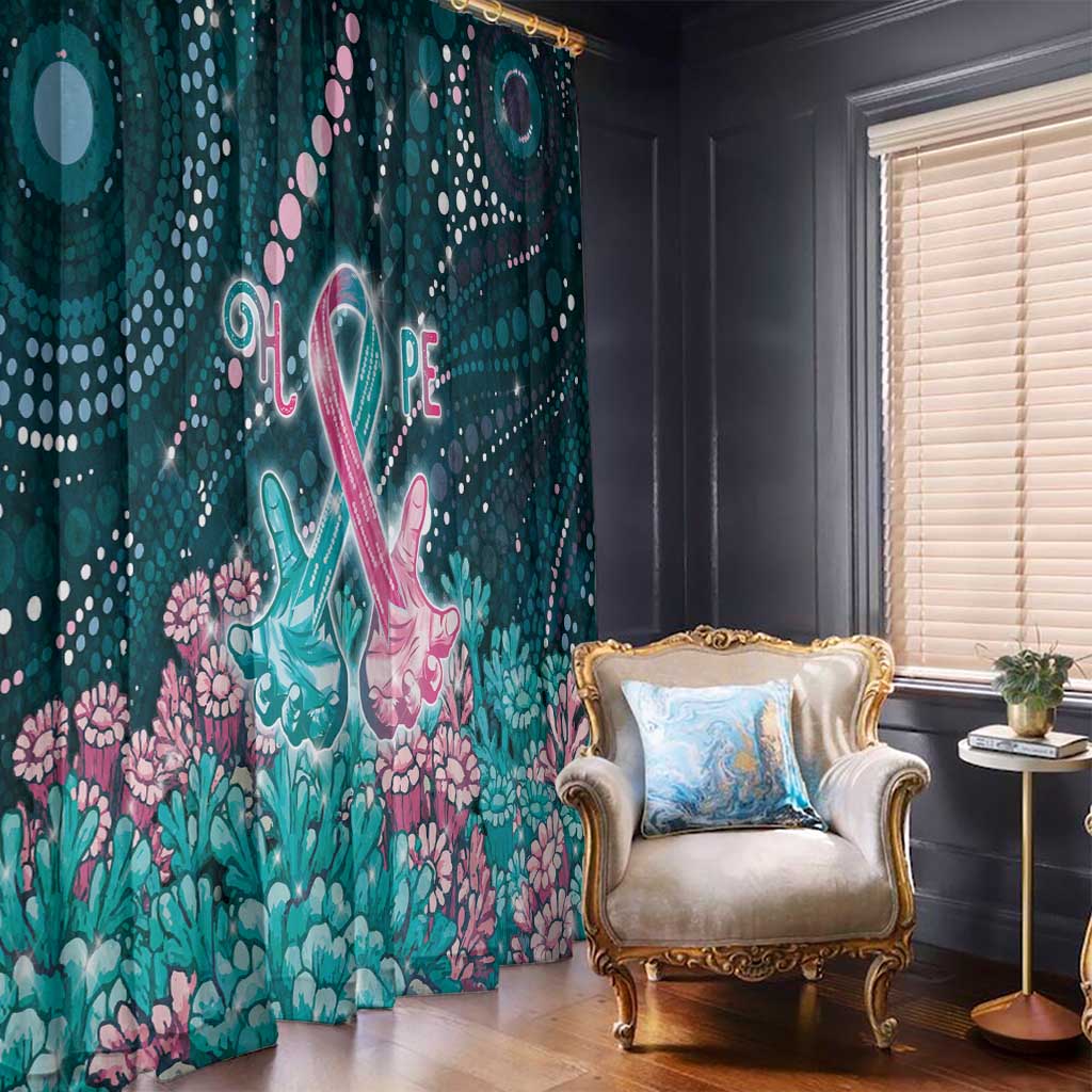 Hereditary Cancer Awareness Window Curtain Hope Ribbon With Aussie Teal Duncan Coral