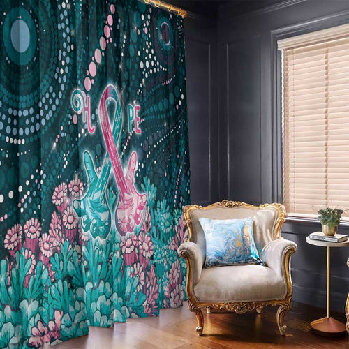 Hereditary Cancer Awareness Window Curtain Hope Ribbon With Aussie Teal Duncan Coral