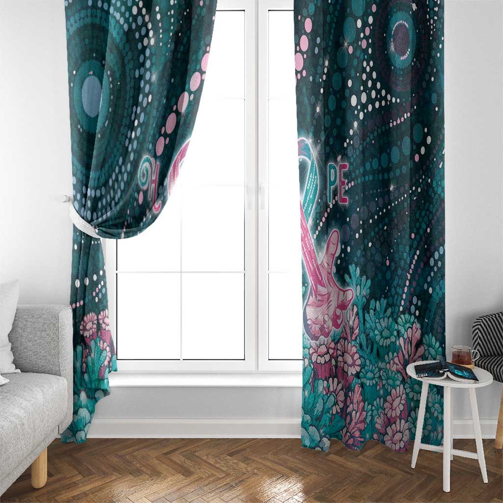 Hereditary Cancer Awareness Window Curtain Hope Ribbon With Aussie Teal Duncan Coral