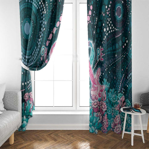 Hereditary Cancer Awareness Window Curtain Hope Ribbon With Aussie Teal Duncan Coral
