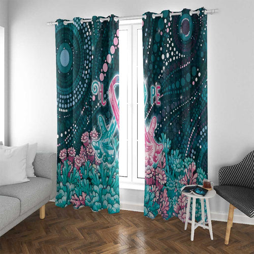 Hereditary Cancer Awareness Window Curtain Hope Ribbon With Aussie Teal Duncan Coral